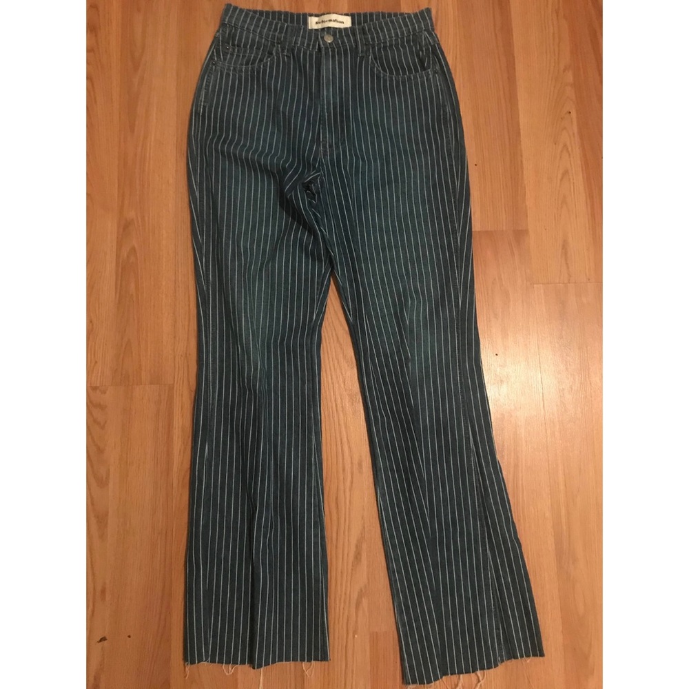REFORMATION—Pinstriped Blue Jeans.